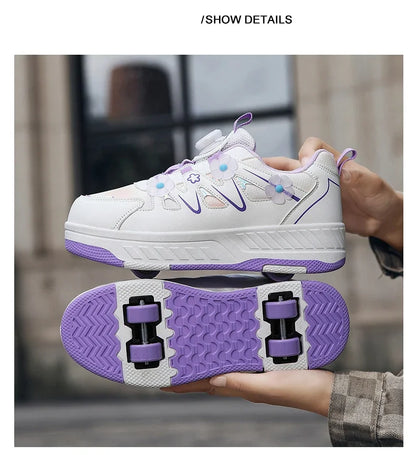 HeelysChildren's small flower decorated four-wheel roller skating sports shoe breathable roller skating girls shoes holidaygifts