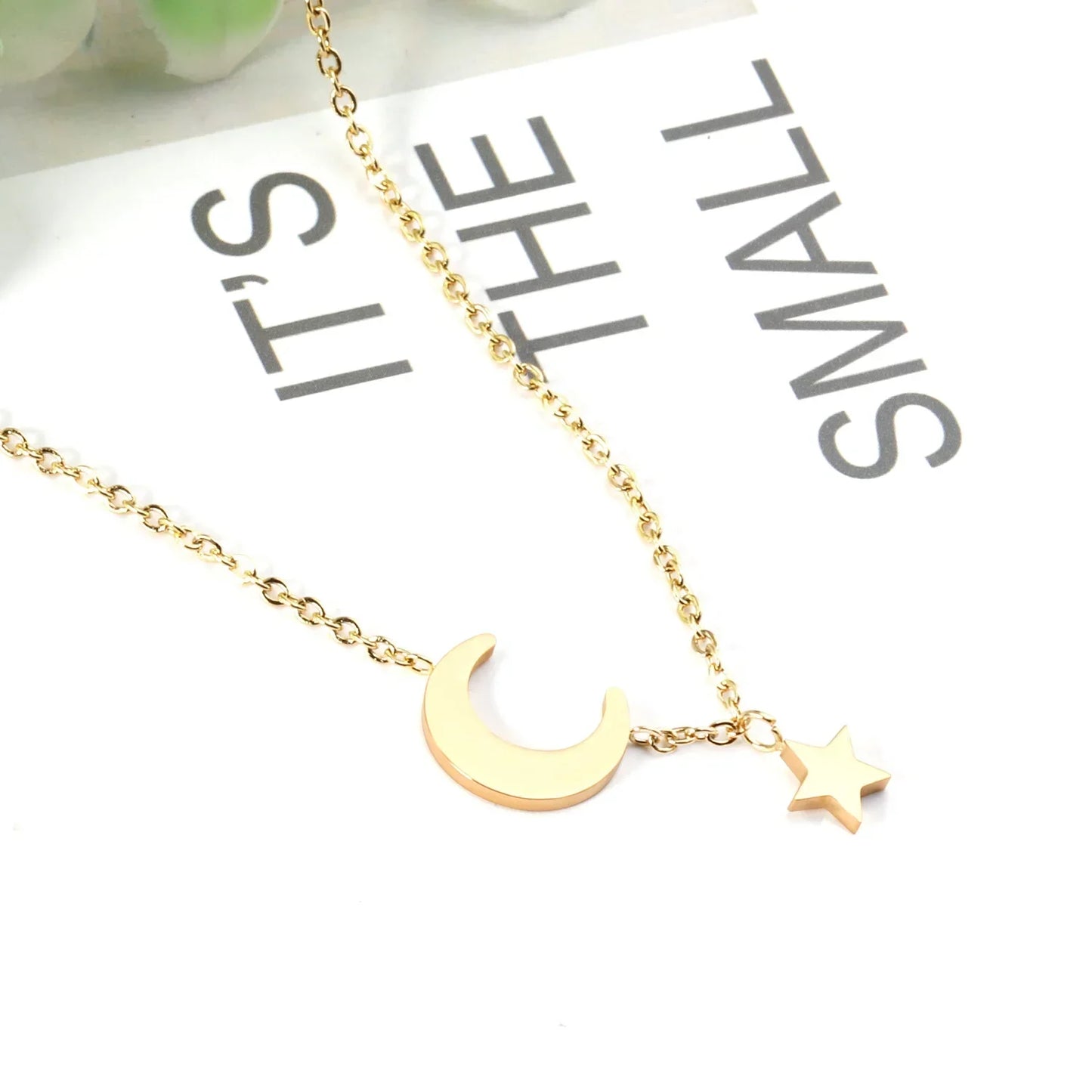 Heart Star Moon Pendant Necklaces Tiny Charms Stainless Steel Choker Women/Girls Y2K Sweater Boho Jewelry Collares