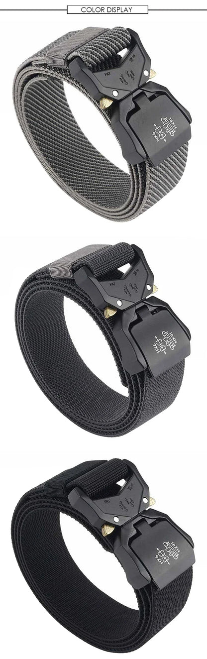 140cm Elastic Belt For Men Aluminum Alloy Quick Release Buckle Strong Nylon Tactical Belt Male Military Accessories