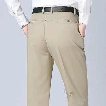 Summer Thin Pants Men's 100% Cotton Autumn Thick Trousers Fashion Brand Cargo Pants Smart Casual Solid Khaki Gray Suit Pant