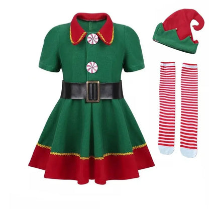 2 4 6 8 10 Yrs Fancy Christmas Tree Dress for Little Girls Xmas Party New Year Frock Kids Santa Claus Lovely Pinetree Ball Gown
