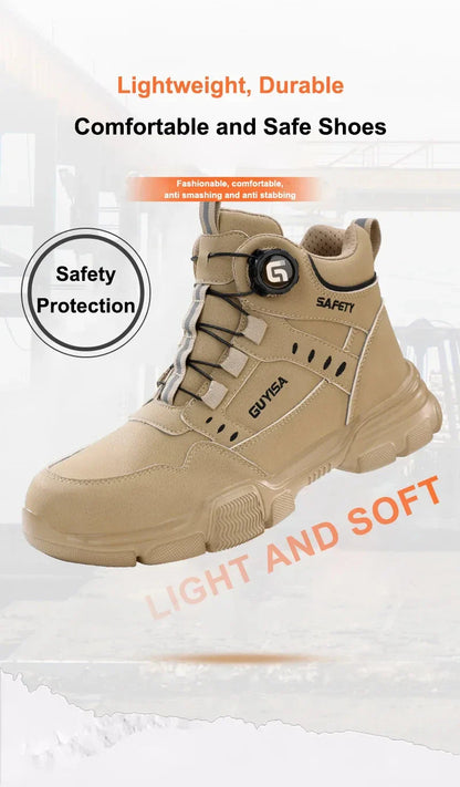 Men's Rotating Button Anti-Smash Anti-puncture Steel toe work Safety Shoes Men Work Boots Protective Women Sneakers Shoes