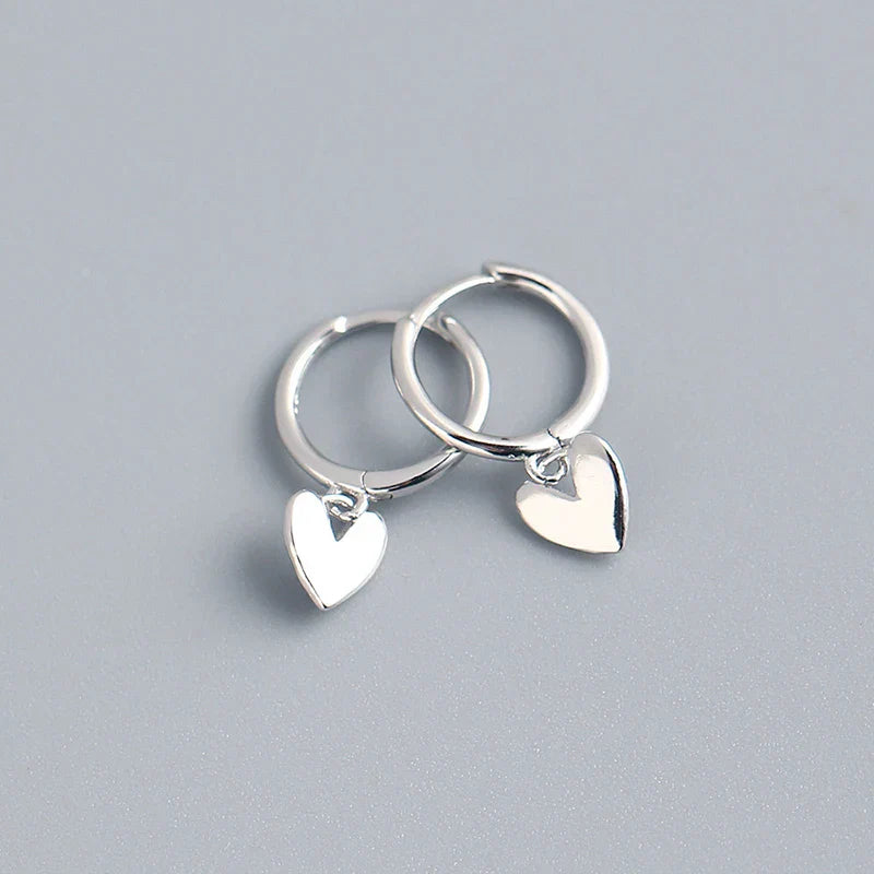925 Sterling Silver INS Minimalism Sweet Love Heart CZ Zircon Hoop Earrings For Women Girl Small Ear Buckle Jewelry Gift