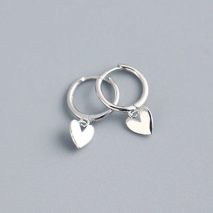 925 Sterling Silver INS Minimalism Sweet Love Heart CZ Zircon Hoop Earrings For Women Girl Small Ear Buckle Jewelry Gift
