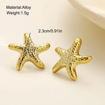 1 Pair Geometric Temperament Casual Starfish Stud Earrings Summer Simple Beach Vacation Style Earrings Ocean Jewelry Gift