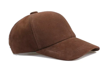 Retro 2025 Men Suede Real Leather Baseball Caps Sheepskin Men Youth Duck Tongue Dad Hats Bombe Adjustable