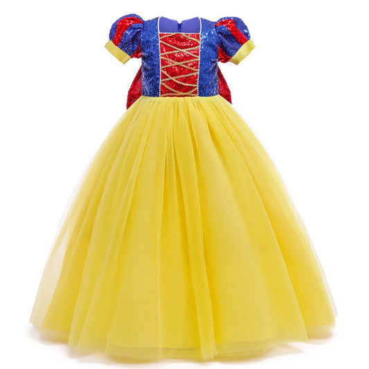Sequins Girl Snow White Fancy Dress Kids Carnival Christmas Party Princess Costume Children Birthday Performance Clothes