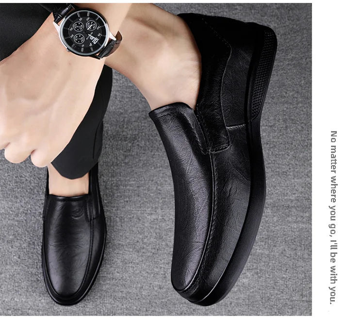 Men's Business Casual Shoes Handmade Layered Cowhide Rubber Bottom Leather Footwear for Office And Leisure