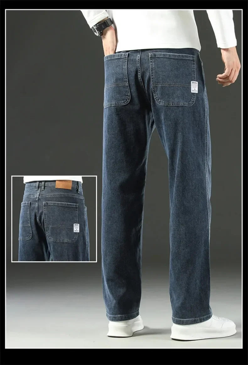 2025 Novo Estilo Y2 Primavera e Outono Jeans Folgados Masculinos Calças Retas Largas Casuais de Negócios Marca Roupas Masculinas