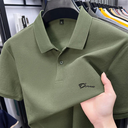 cotton100% hot sale men's new short sleeve polo shirt summer lapel letter printing ventilate t-shirt business classic mans wear