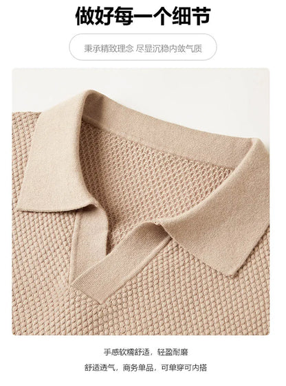 Men's Stretch 100% Cotton Polo Shirt - Pineapple Knit Seagull Collar, Breathable Short Sleeve Tee with Flexible M-4XL 6 Colors