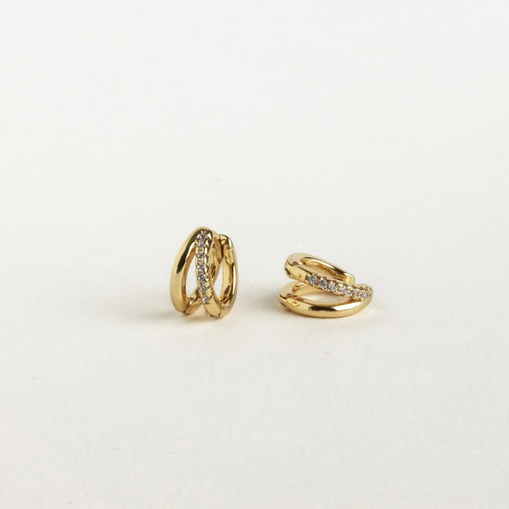 Double Hoop Huggie Moissanite Diamond Earrings for Women 925 Sterling Silver Plated 18k White Yellow Gold Earring Fine Jewelry