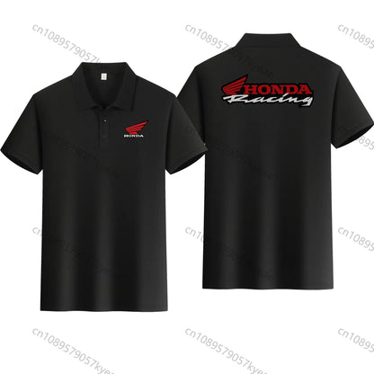 2026 Summer New Men's Racing Wing Logo Polo Shirt Casual Short Sleeve Collared Top Breathable Motorcycle T-Shirt