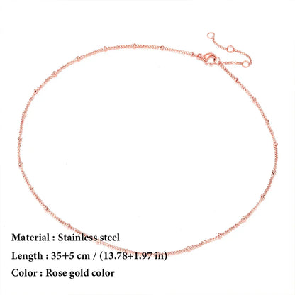 Stainless Steel Chain Necklace for Women Gold Color Thin Choker Bead Chain Necklace Jewelry Wholesale Dropshipping
