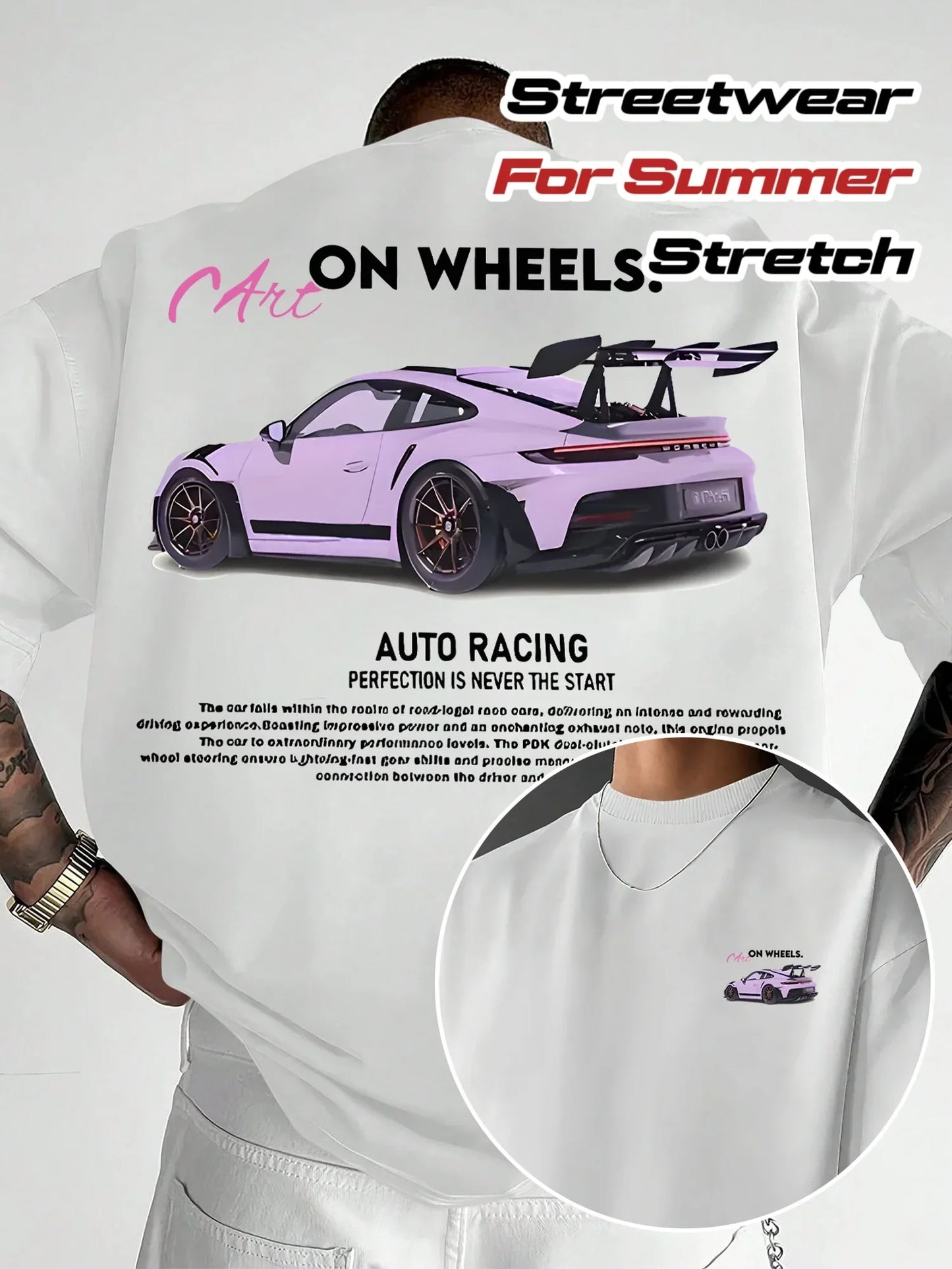 Men Summer Super Sports Car Theme T-Shirt Speed and Style Street Fashion Must Have Exquisite Illustration Design Summer Style
