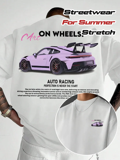 Men Summer Super Sports Car Theme T-Shirt Speed and Style Street Fashion Must Have Exquisite Illustration Design Summer Style