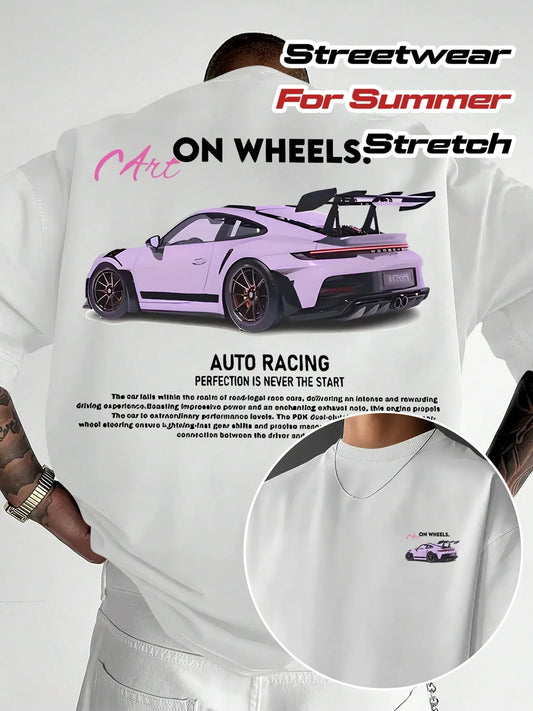 Men Summer Super Sports Car Theme T-Shirt Speed and Style Street Fashion Must Have Exquisite Illustration Design Summer Style