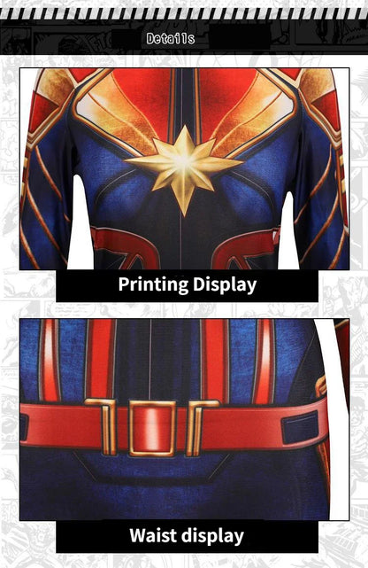 Movie Captain Cosplay Costume Women Superhero Cos Stage Jumpsuit Halloween Carnival Role Play Party Zentai Kids Adult