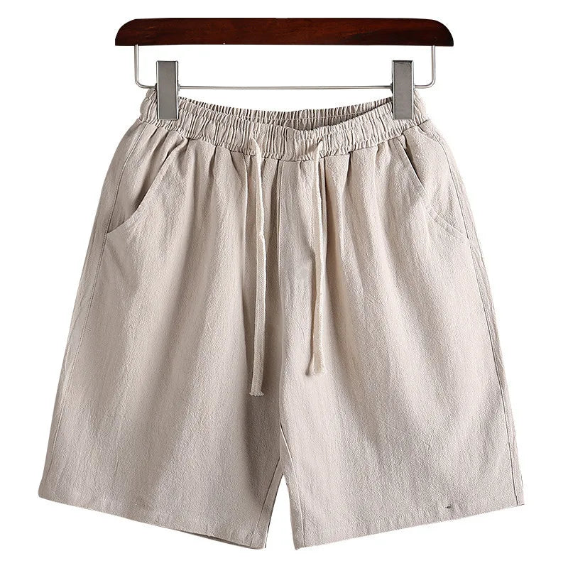 Plus size M-7XL Summer Men Pants Elastic waist cotton linen Shorts Casual Hawaiian Beach Male Sport Joggers Half Trousers