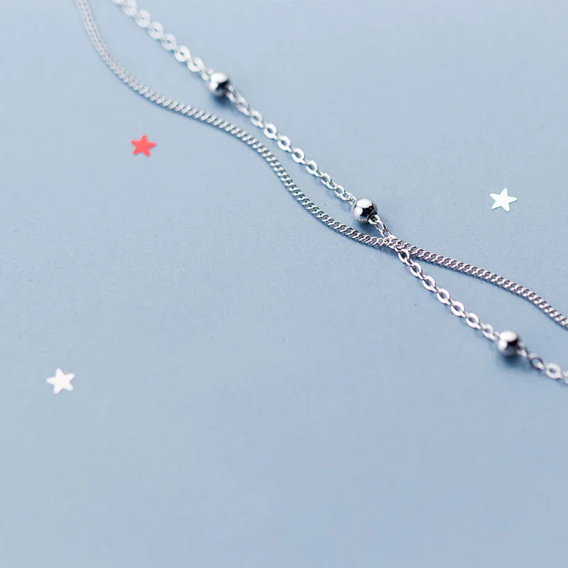 Fashion Simple Beads Line Chain Bracelets For Women 100% 925 Sterling Silver Classic Charm Bracelet  S925 Silver Jewelry