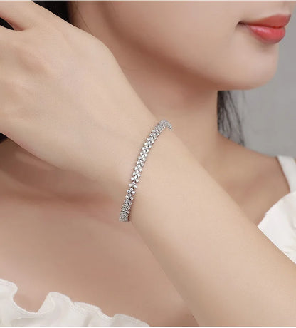 2025 New In Rhombus Shape Full 1.2mm D Color Moissanite Tennis Bracelet For Women 925 Silver Diamond Link Chain Bracelets