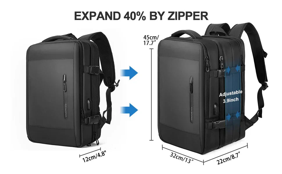 Men Backpack Business Travel Backpack Carry on Waterproof Expandable Backpacks Large Capacity Weekend Traveler Laptop Bag