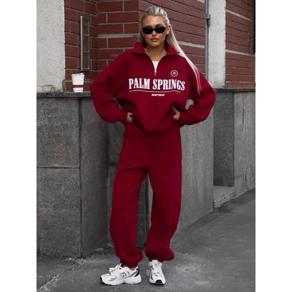Spring Hoodies Women Letter Print Sweatshirt Hoodie Red Turtleneck Half Zipper Collar Pullover Tops K Pop Clothes Y2k