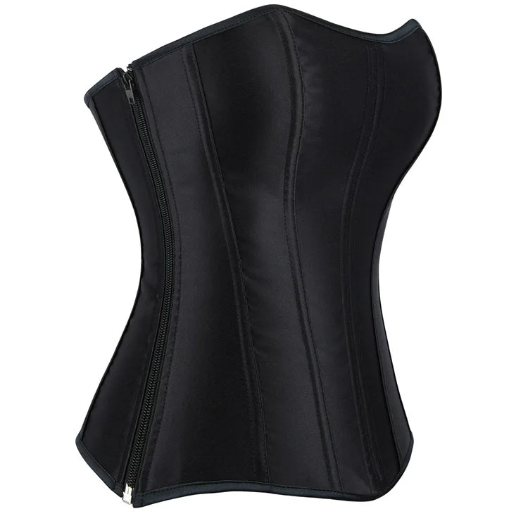 White Sexy Corsets Bustiers for Women Overbust Corset Top Corselet Satin Up Zipper Corsetto Shaper Gothic Korsett Black