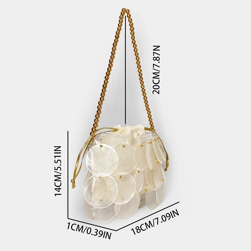 New Shell Bag Natural Beimu sequins Hand woven Bead Bead Bag Shoulder Bag