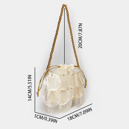New Shell Bag Natural Beimu sequins Hand woven Bead Bead Bag Shoulder Bag
