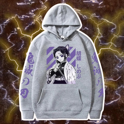 Demon Slayer Shinobu Kochou Hoodie, Anime Graphic Pullover Sweatshirt, Harajuku Loose Streetwear Top Men Women 2026 New Arrivals