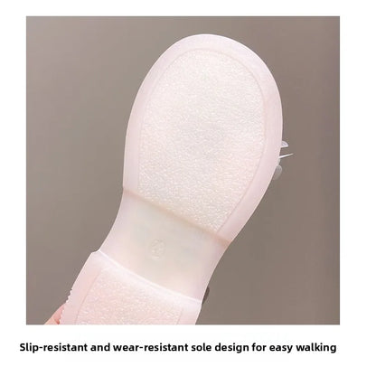 Girls Summer Sandals Soft Bottom Toe-Open Cute Princess Shoes Middle Large Children Little Girls Student Beach Shoes