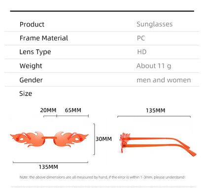 Flame Sunglasses Rimless Personality Colorful Ball Party Sunglasses Candy Hip-hop Fruit One-piece Glasses
