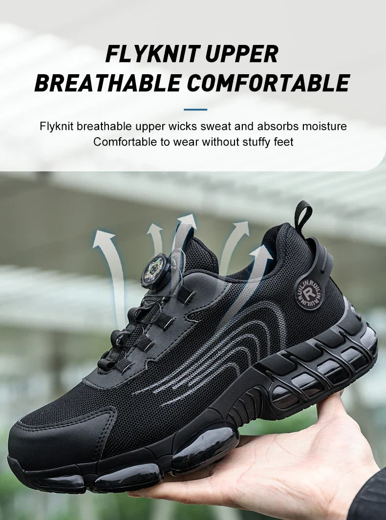 Steel Toe Protection Safety Shoes Men Rotating Button Work Safety Shoes for Men Anti-smash Anti Puncture Work Shoes Sneakers