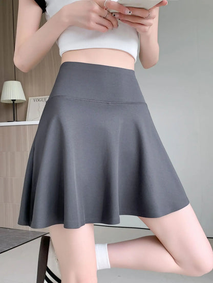 Women Summer Fake Two Pieces Sports Skirt Anti-Chafing Anti-Slip Tennis Badminton Yoga Skirt Pleated White Mini Skirt  Running