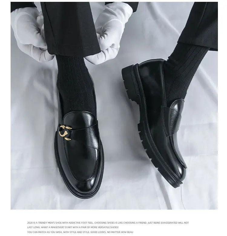 Men's Leather Loafers Slip On Office Casual Business Leather Shoes For Men Wedding Oxford Shoes Male Party Formal Derby Shoe Man