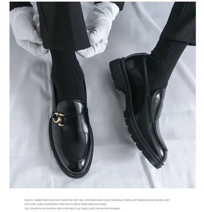 Men's Leather Loafers Slip On Office Casual Business Leather Shoes For Men Wedding Oxford Shoes Male Party Formal Derby Shoe Man