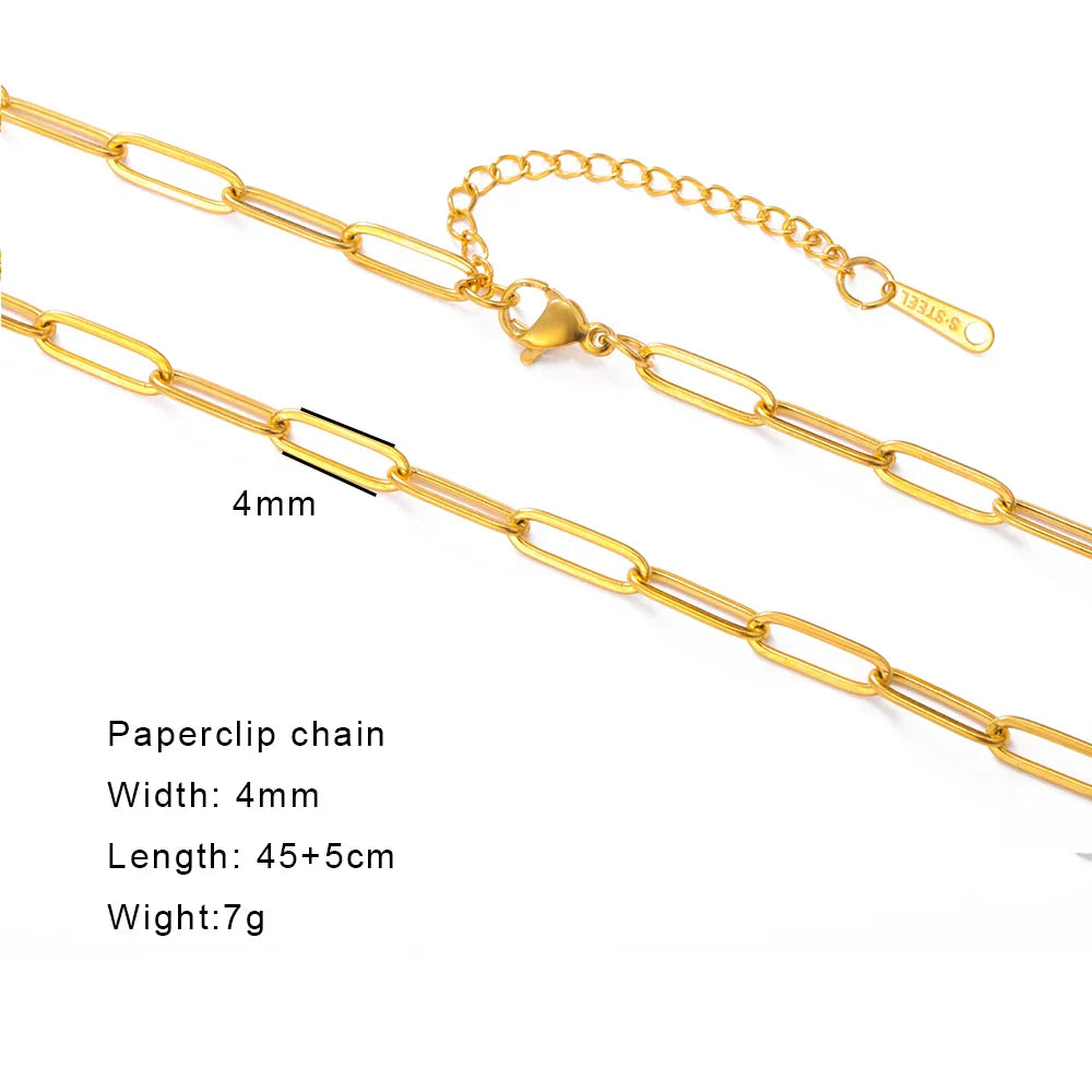 Stainless Steel Gold Color Chain Necklace Women Minimalist Cuban Paperclip Twisted Snake Chain Fashion Jewelry Wholesale