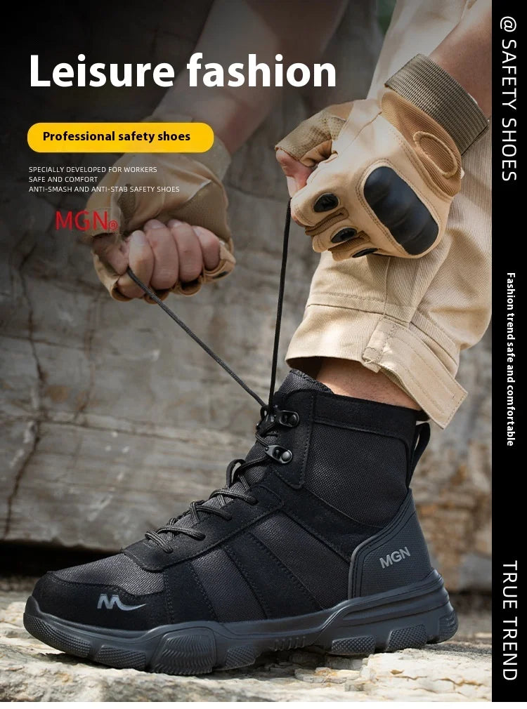 Camouflage Safety Boots Men and Women Work Indestructible Shoes Climbing Steel Toe Protective Boots Anti-puncture Safety Shoes