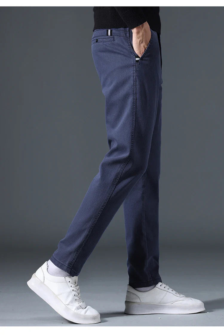 2025 Autumn New Casual Pants Men's Fashion Slim Fit Thick Straight Pants Soft Cotton Retro Style Streetwear Trousers Clothing