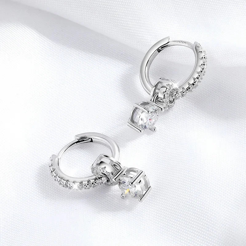 1ct White Gold Plated Moissanite Drop Earring for Women Sparkling Wedding Jewelry 100% 925 Solid Silver Earring Wholesale