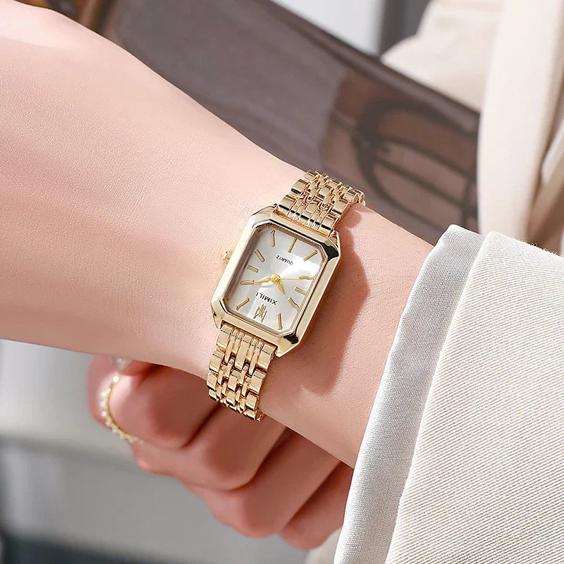 Stainless Steel Strap Watch Women Luxury Gift Quartz Wristwatch Student Fashion Simple Square Quartz Watches