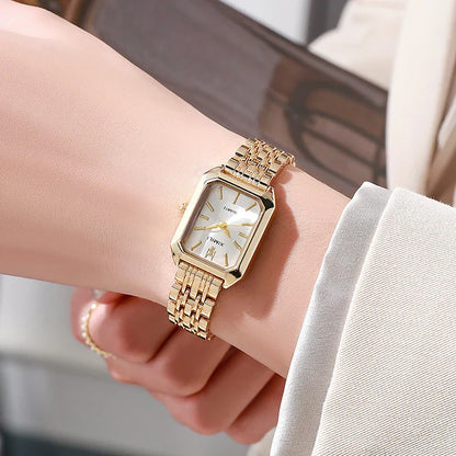 Stainless Steel Strap Watch Women Luxury Gift Quartz Wristwatch Student Fashion Simple Square Quartz Watches