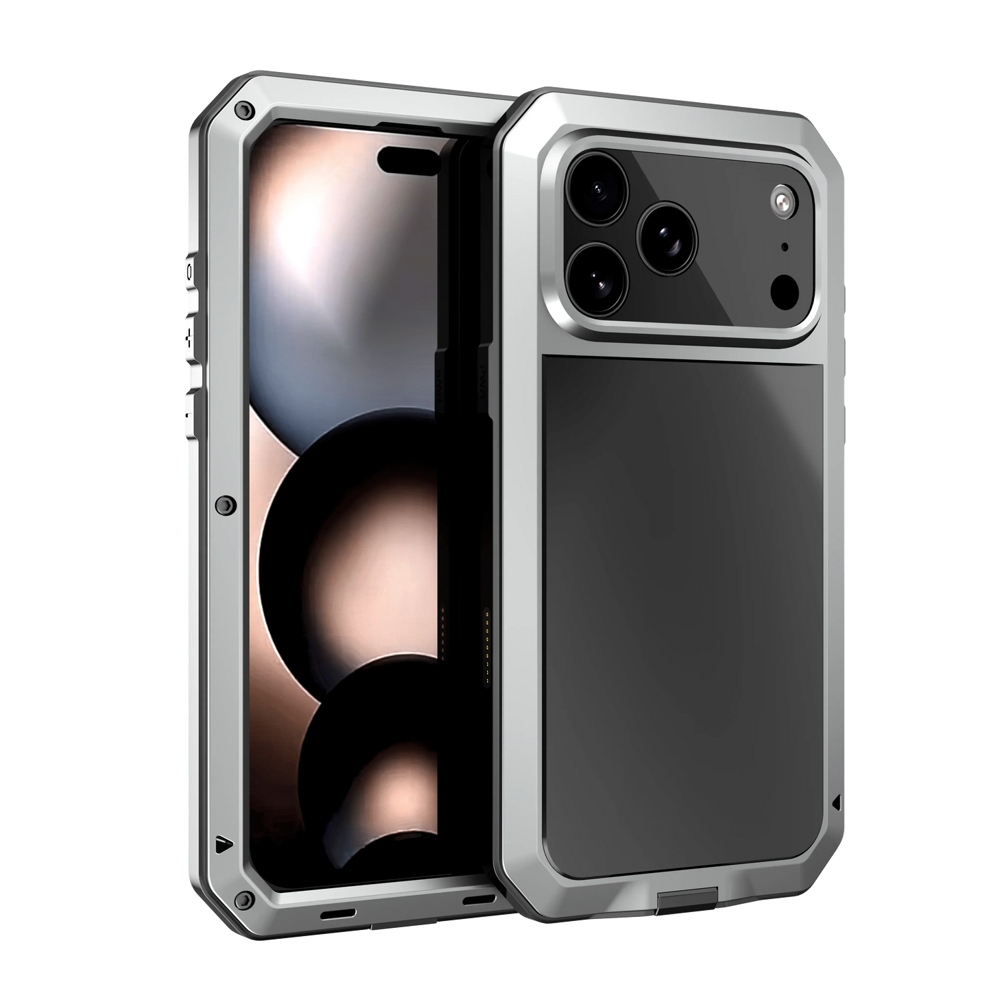 For iPhone 17 Pro Max iPhone Air 17 Pro Metal Case, Heavy Duty Shockproof Tough Rugged Case with Built-in Glass Screen Protector