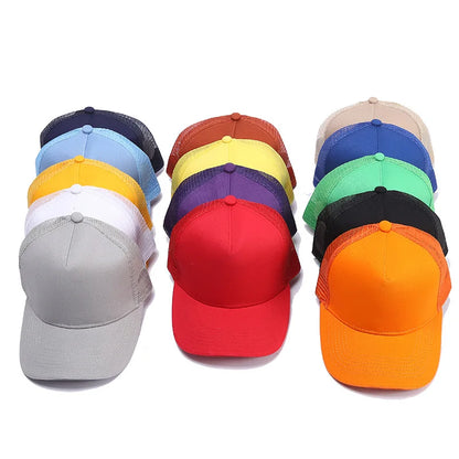 Custom Trucker Hat Logo Cotton Mesh Breathable Baseball Cap Women Men Summer Sunshade Mesh Cap 5 Panels Truck Hat Cap Wholesale