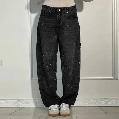Y2k Street Oversize Loose Shining Female Wide Leg Pants