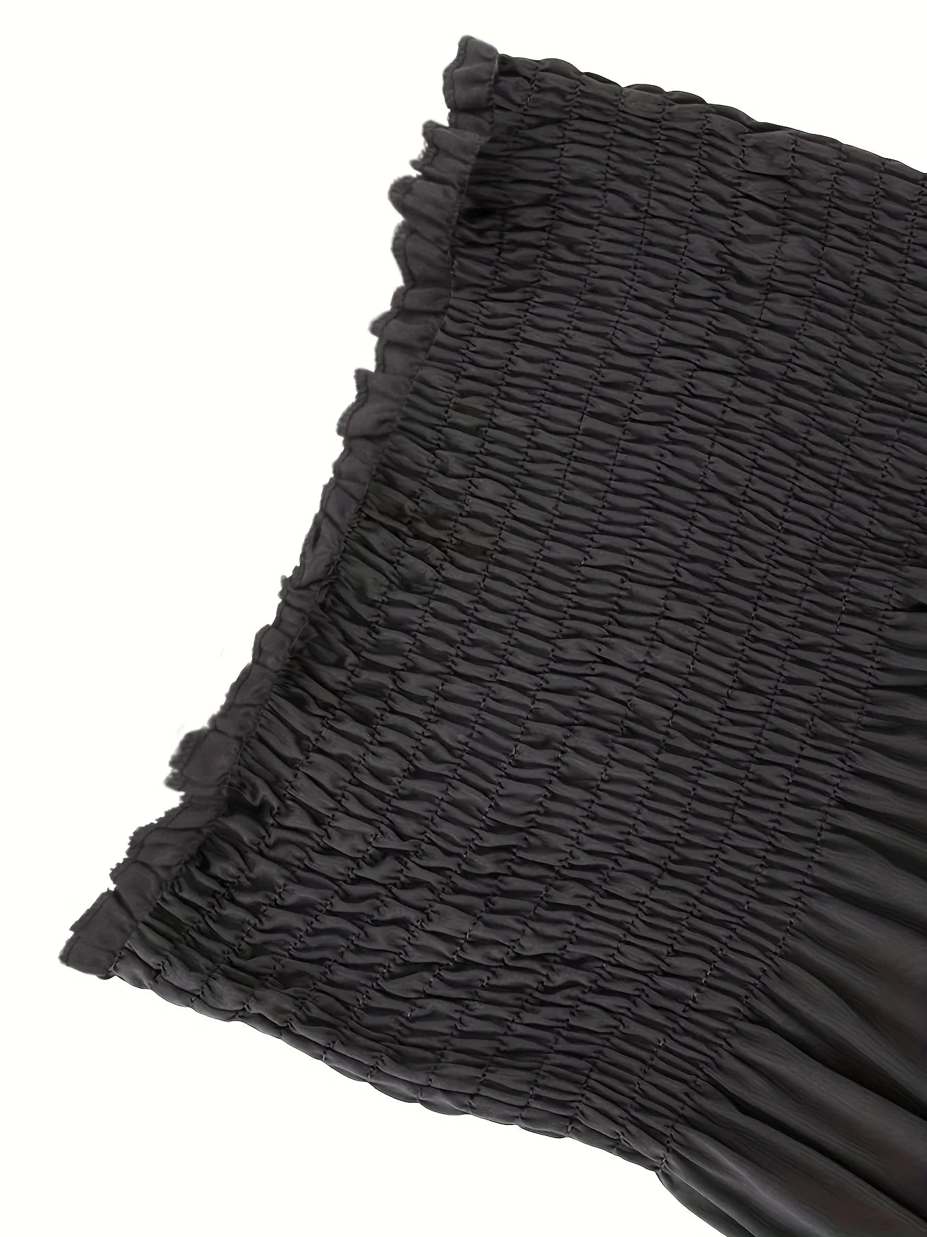 Plus Size Women's Sexy High Waist Pleated Tube Top,Summer Casual Solid Color Clothes