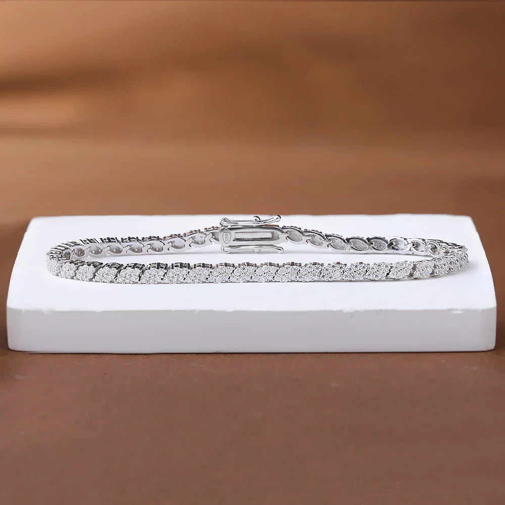 Shape Full Moissanite Tennis Bracelets for Women Men S925 Silver D Color Sparkling Diamond Bangles with Certificate