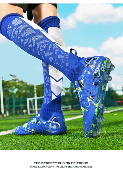 Double Star 2026 New High-Top Soccer Shoes, AG Long Studs, for Teens, Primary School Students, Adults & Kids, Professional Match