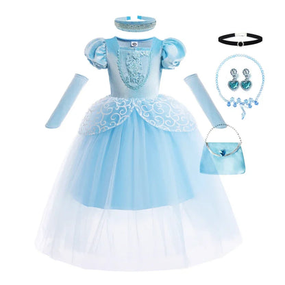 Girls Cinderella Cosplay Costume For Children Baby Girl Kids Halloween Birthday Party Dress Princess Costume